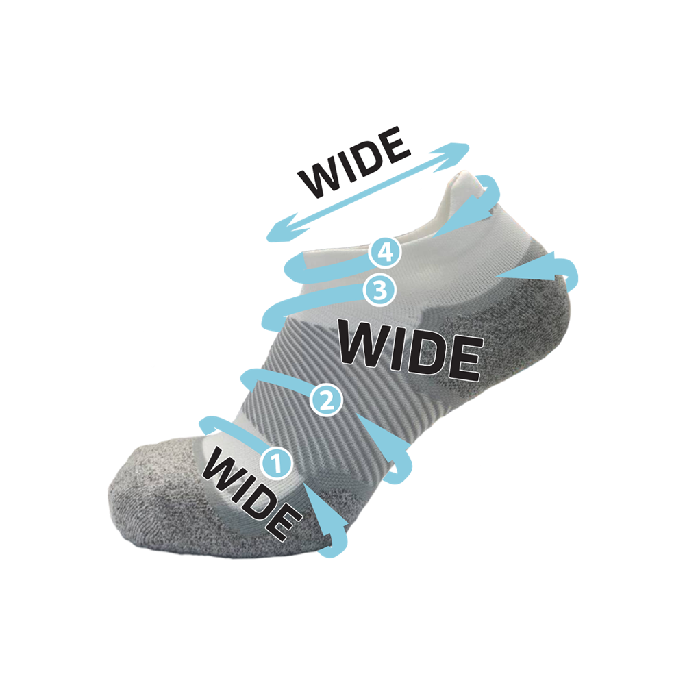 Wide No Show Wellness Performance Sock (WP4+) - White - Image 4