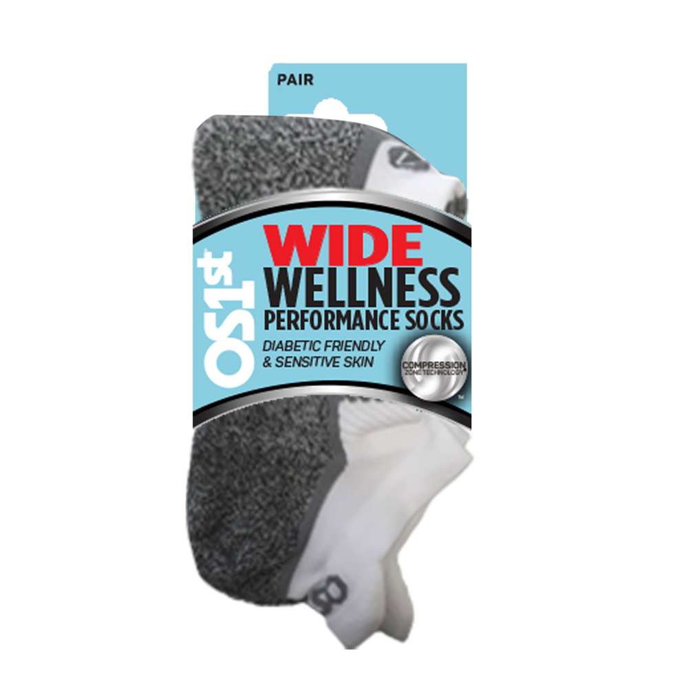 Wide No Show Wellness Performance Sock (WP4+) - White - Image 3