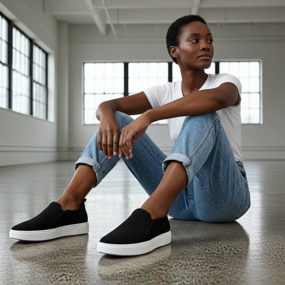 Kimmie Perf Slip-On Sneaker - Black Suede - Image 7