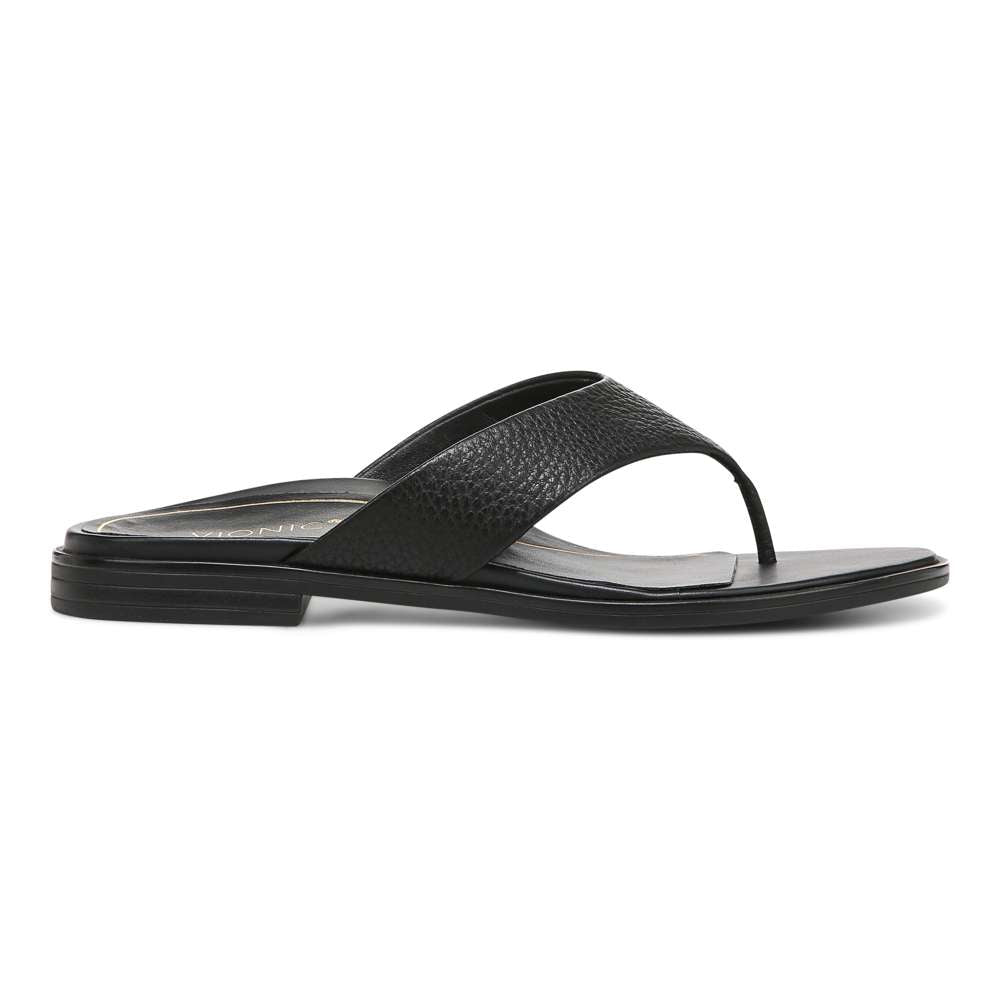 Agave Toe Post Sandal - Black Leather - Image 2