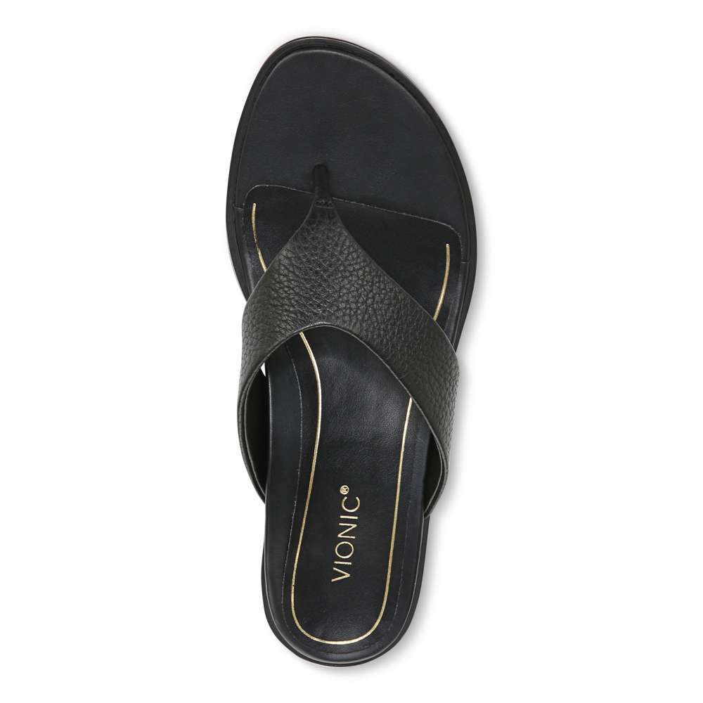 Agave Toe Post Sandal - Black Leather - Image 4