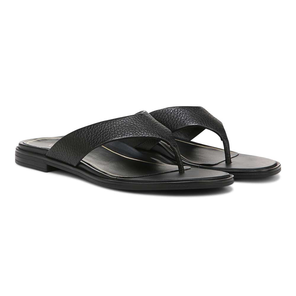 Agave Toe Post Sandal - Black Leather - Image 8