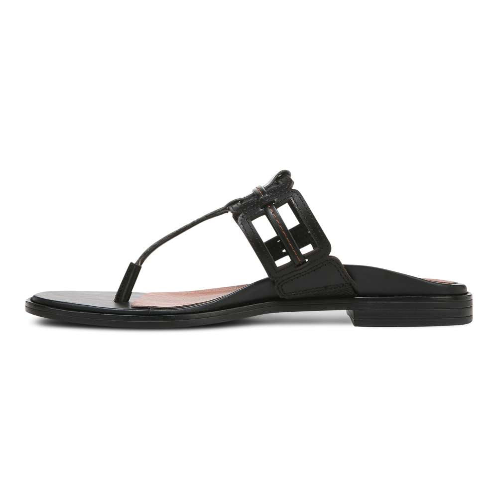 Alvana Toe Post Sandal - Black Leather - Image 3