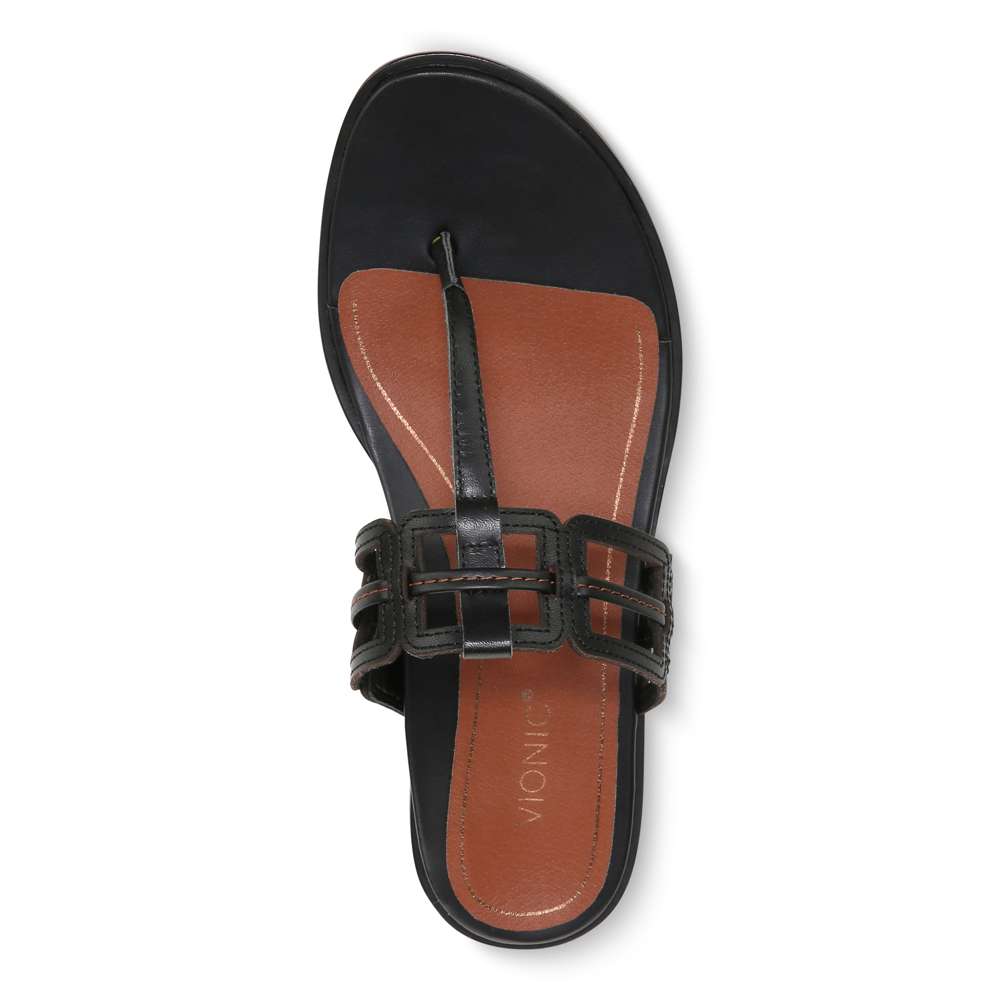 Alvana Toe Post Sandal - Black Leather - Image 4