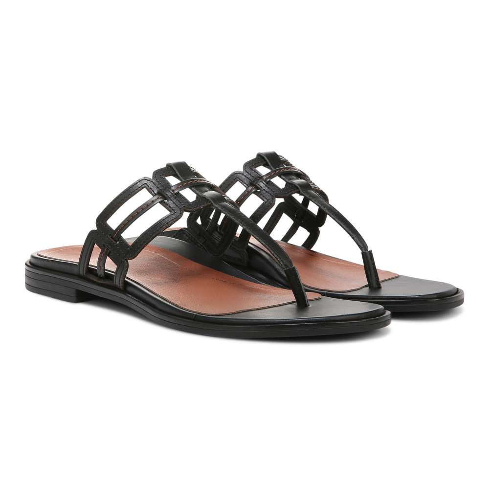 Alvana Toe Post Sandal - Black Leather - Image 7