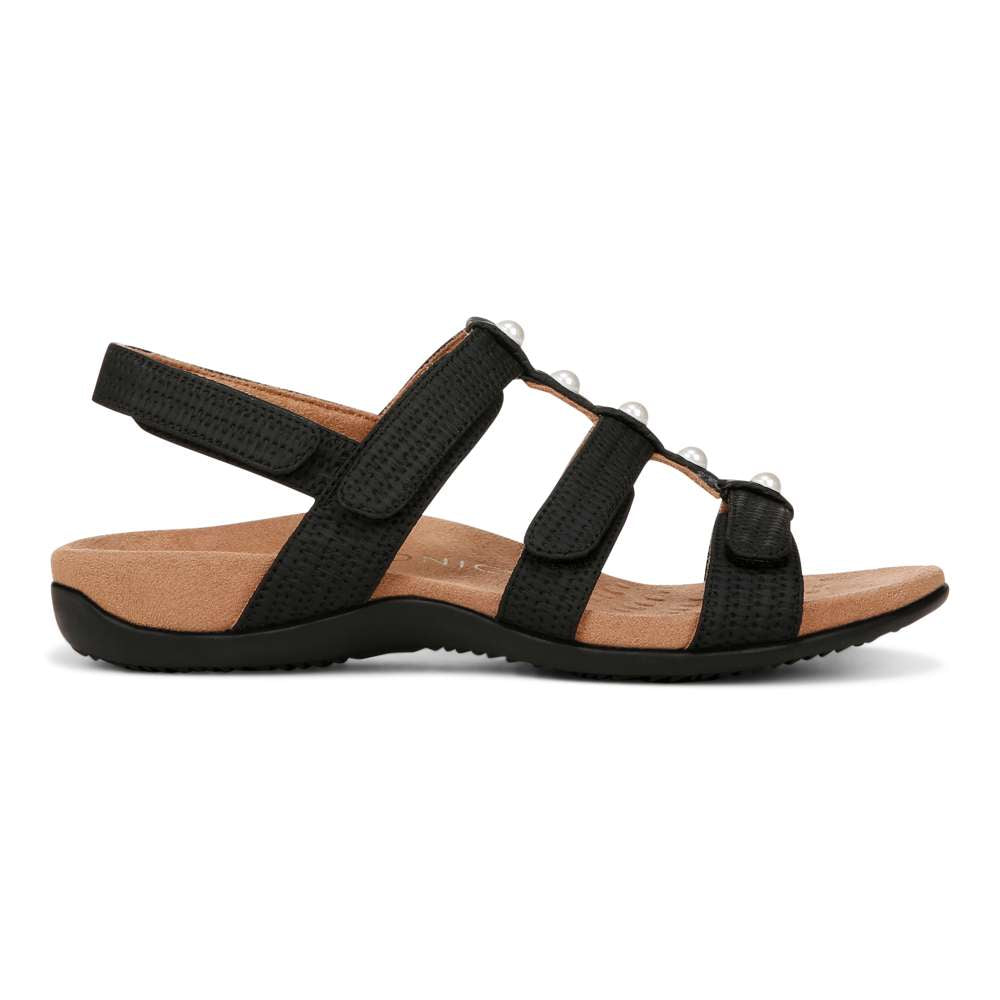 Amber Pearl Adjustable Sandal - Black - Image 2
