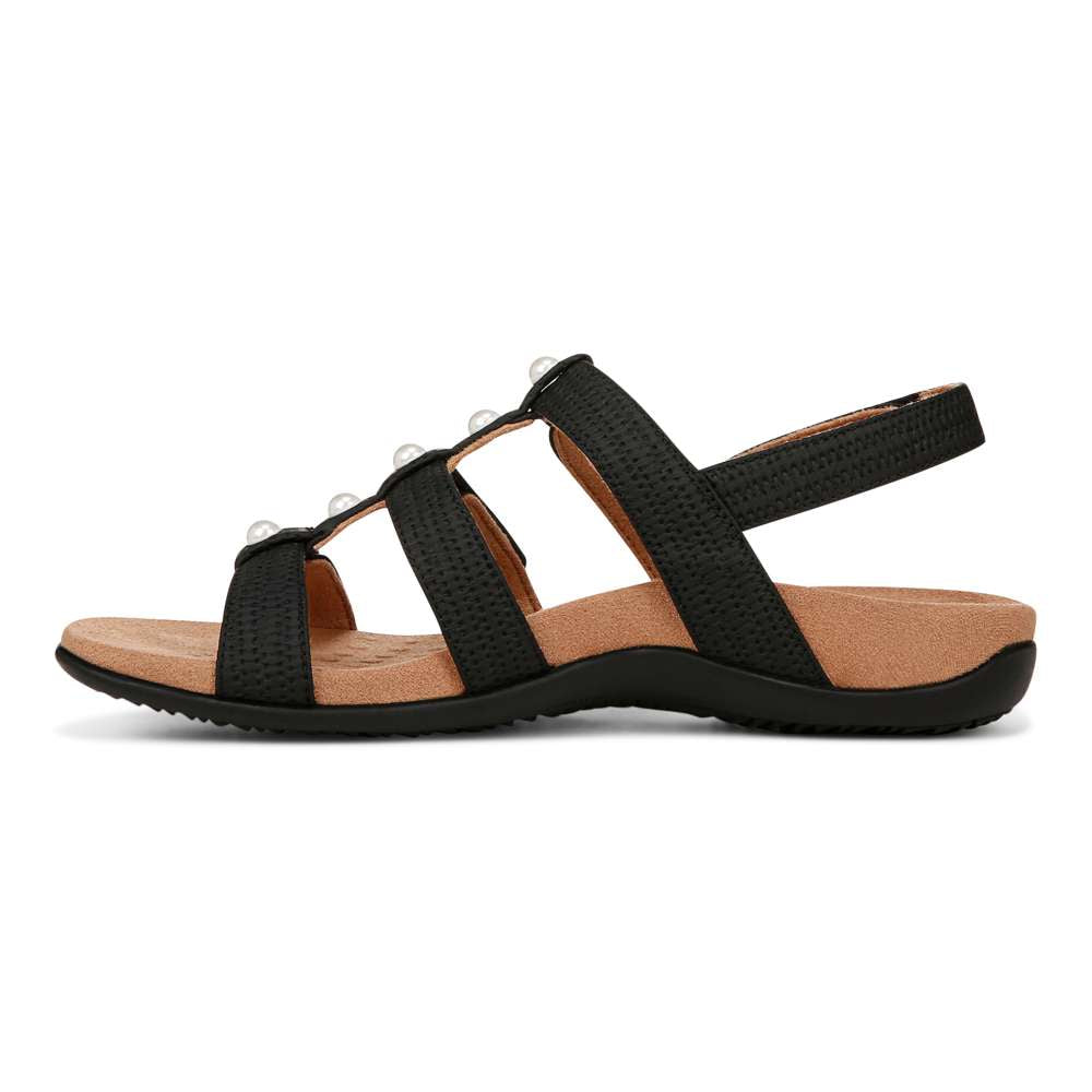 Amber Pearl Adjustable Sandal - Black - Image 3