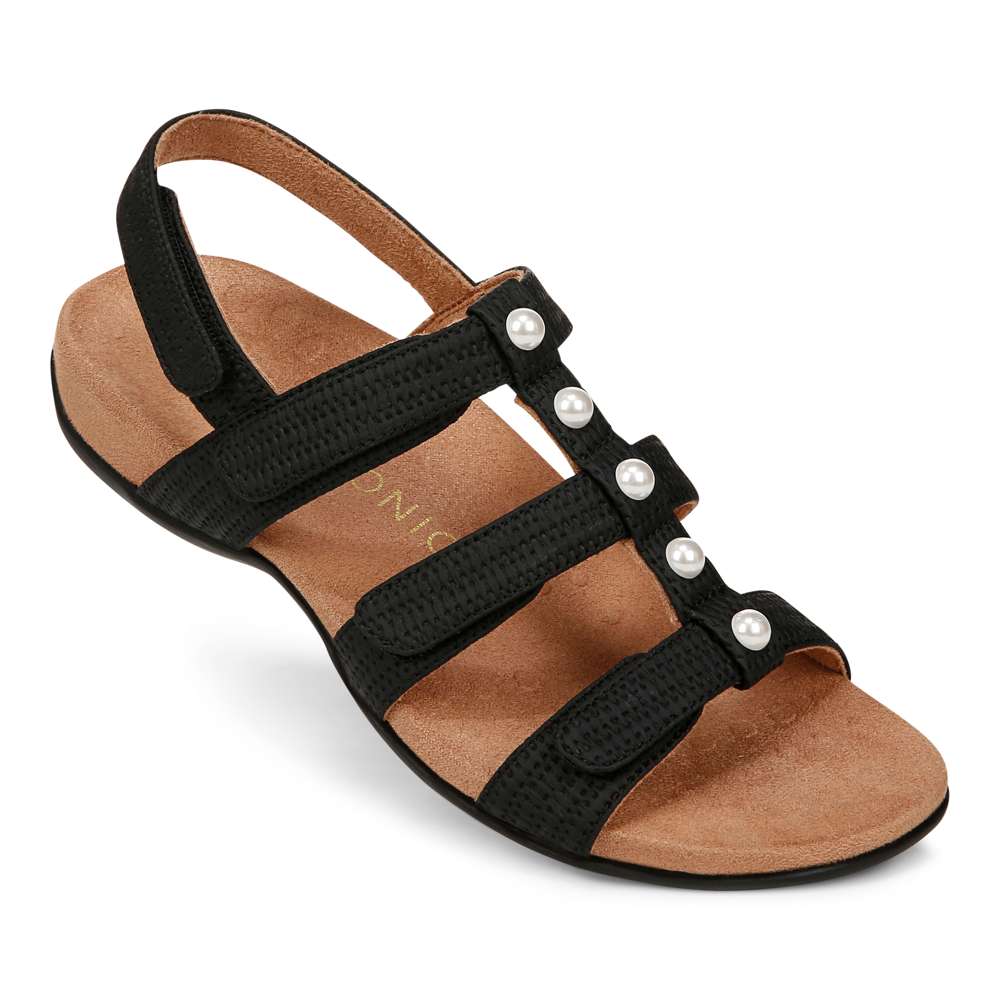 Amber Pearl Adjustable Sandal - Black - Image 6