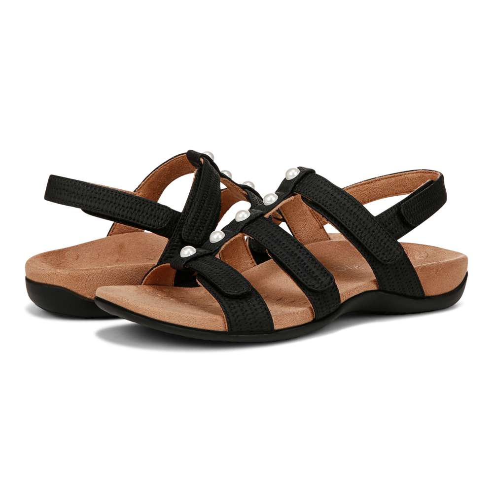 Amber Pearl Adjustable Sandal - Black - Image 8