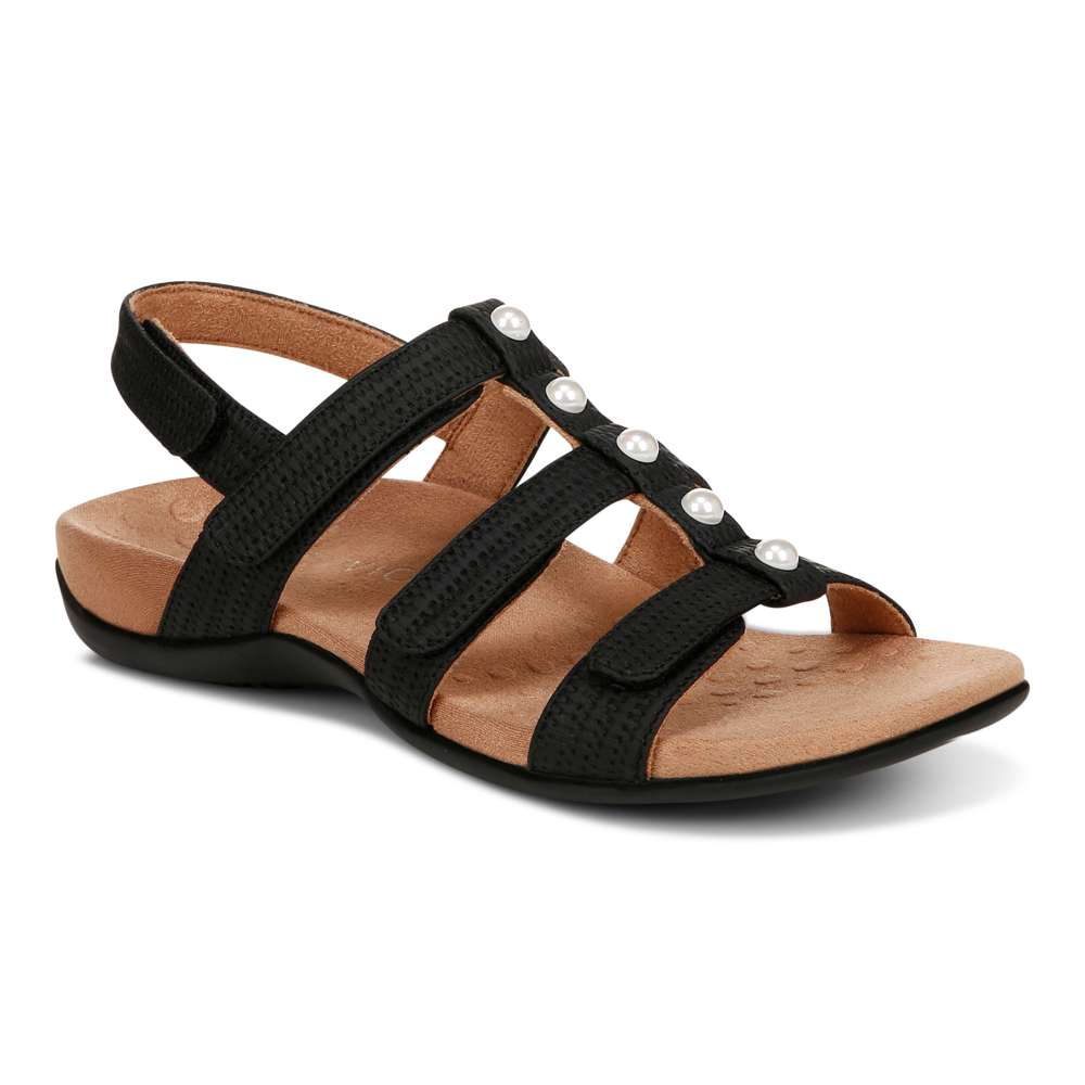Amber Pearl Adjustable Sandal - Black - Image 14
