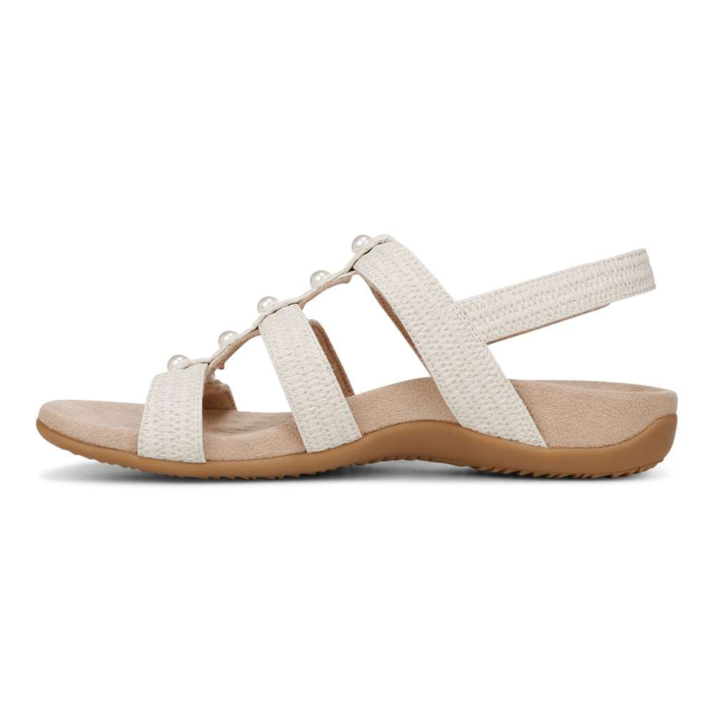 Amber Pearl Adjustable Sandal - Cream - Image 3