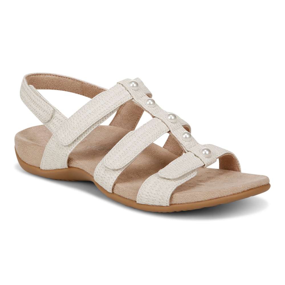 Amber Pearl Adjustable Sandal - Cream - Image 10