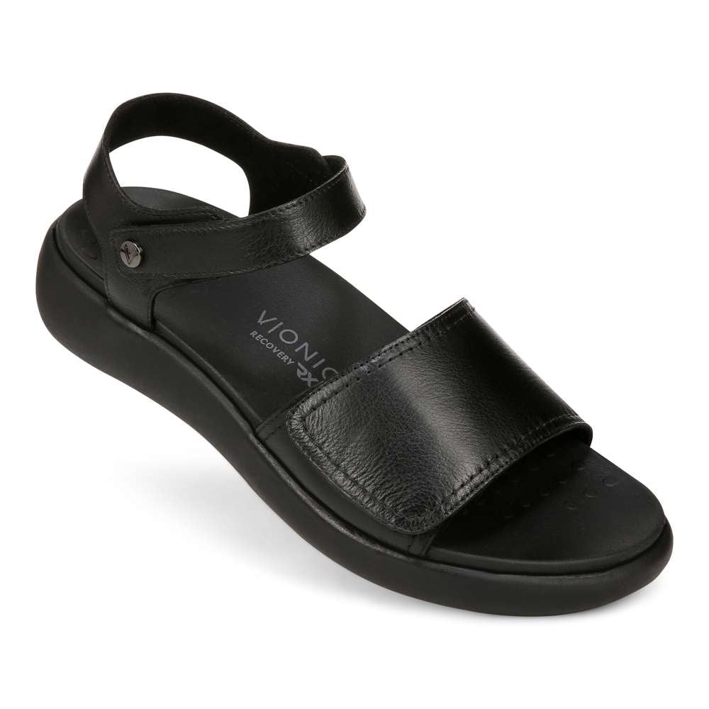 Awaken Recovery Sandal - Black Leather - Image 6