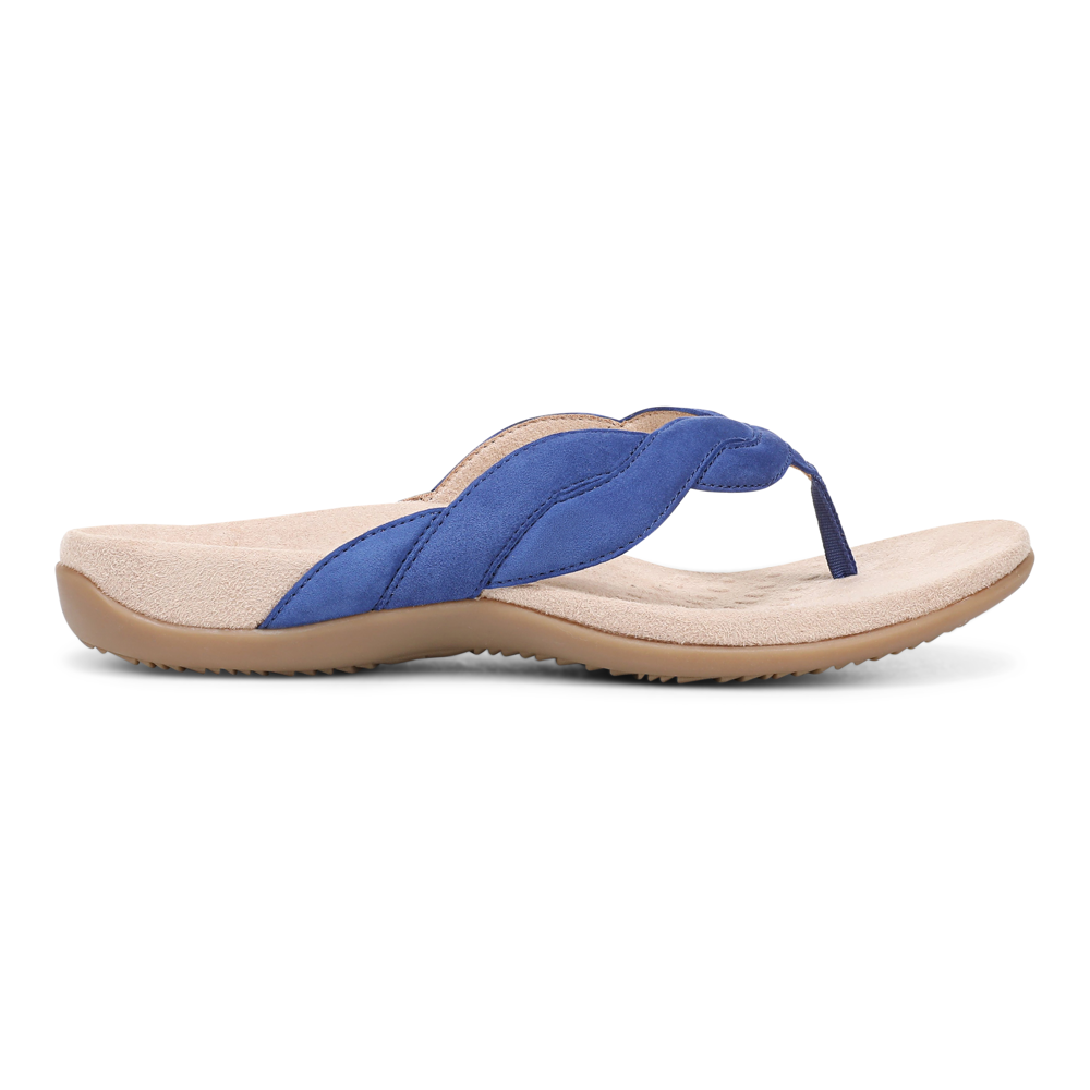 Bella Braid Toe Post Sandal - Mazarine Blue Suede - Image 7