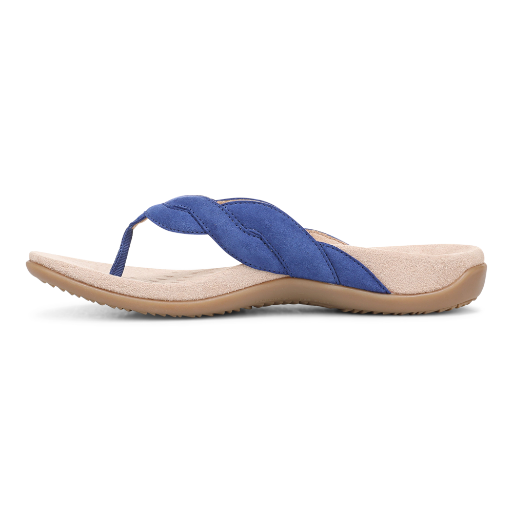 Bella Braid Toe Post Sandal - Mazarine Blue Suede - Image 3