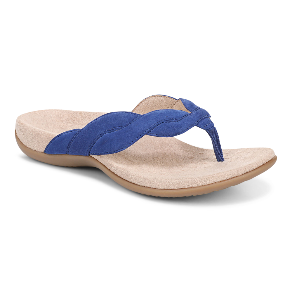 Bella Braid Toe Post Sandal - Mazarine Blue Suede - Image 9