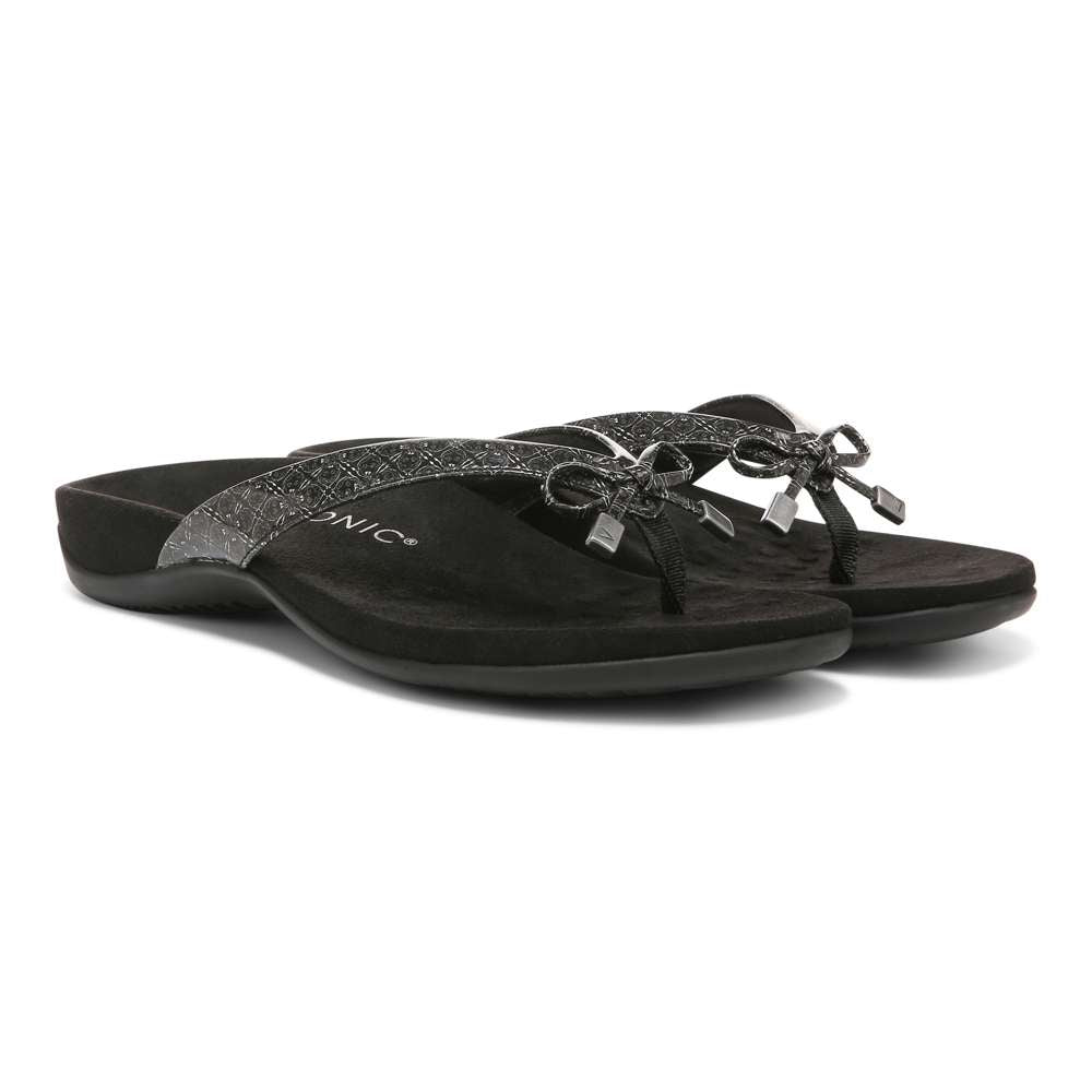 Bella Toe Post Sandal - Black Tile - Image 7