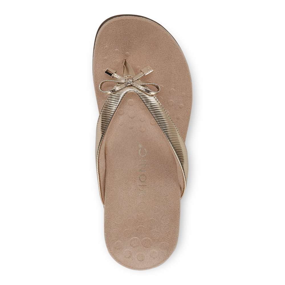 Bella Toe Post Sandal - Gold Ribbed - Image 4