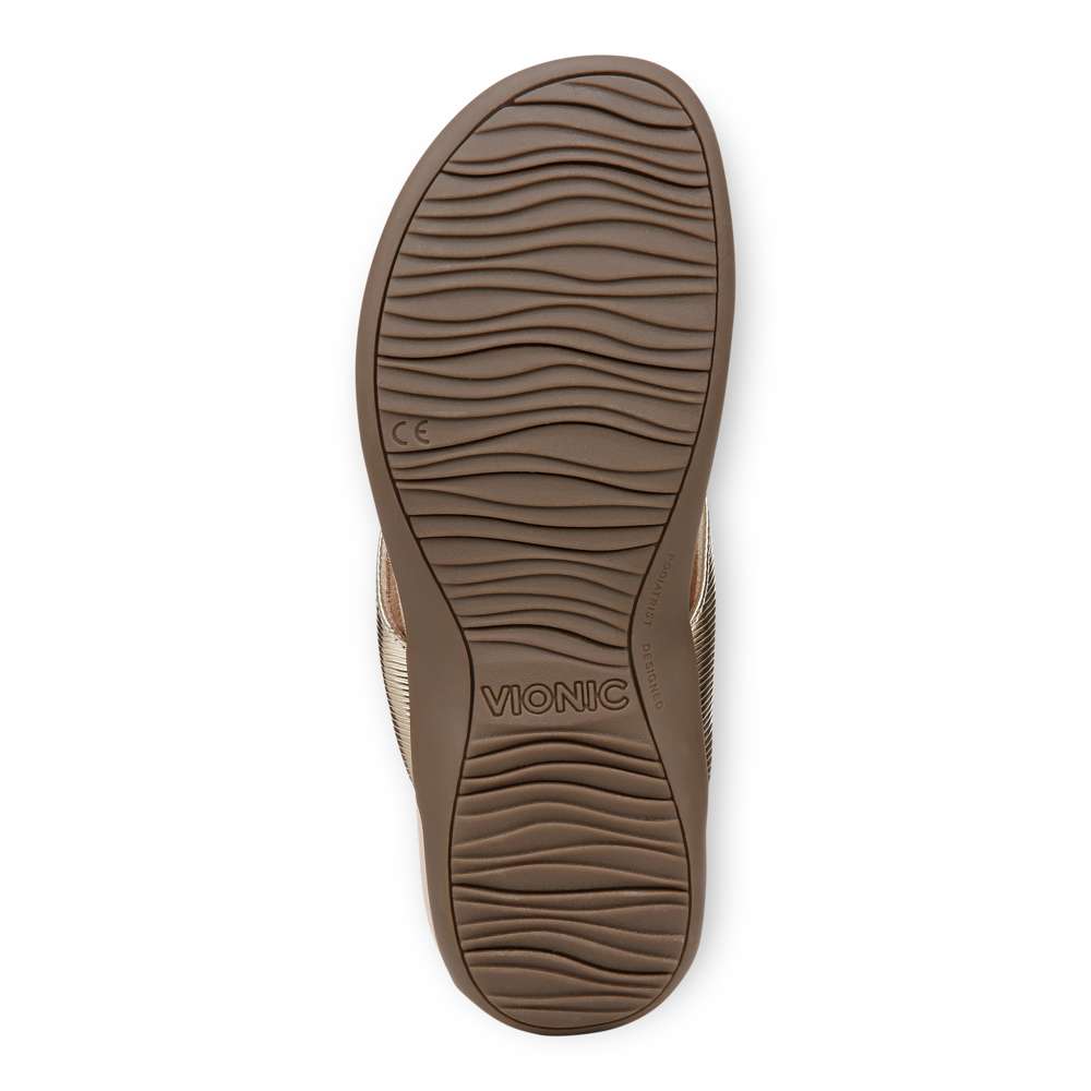 Bella Toe Post Sandal - Gold Ribbed - Image 7