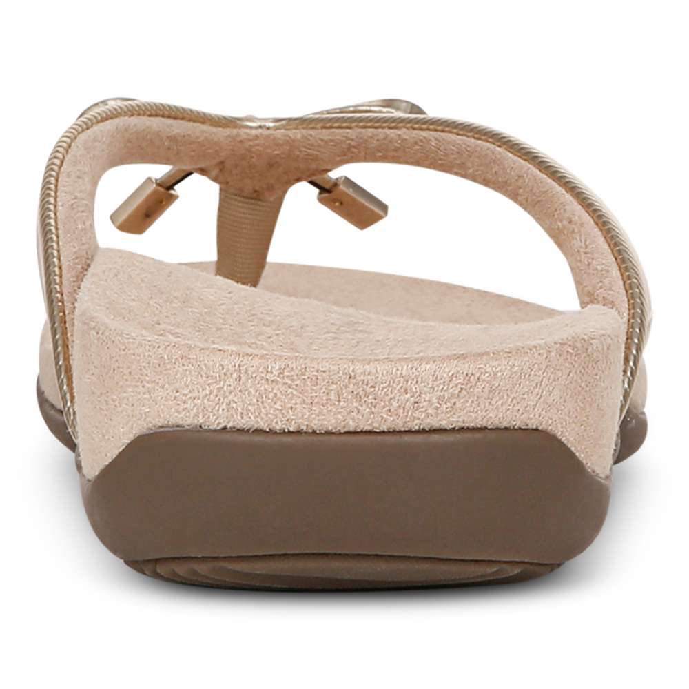 Bella Toe Post Sandal - Gold Ribbed - Image 9