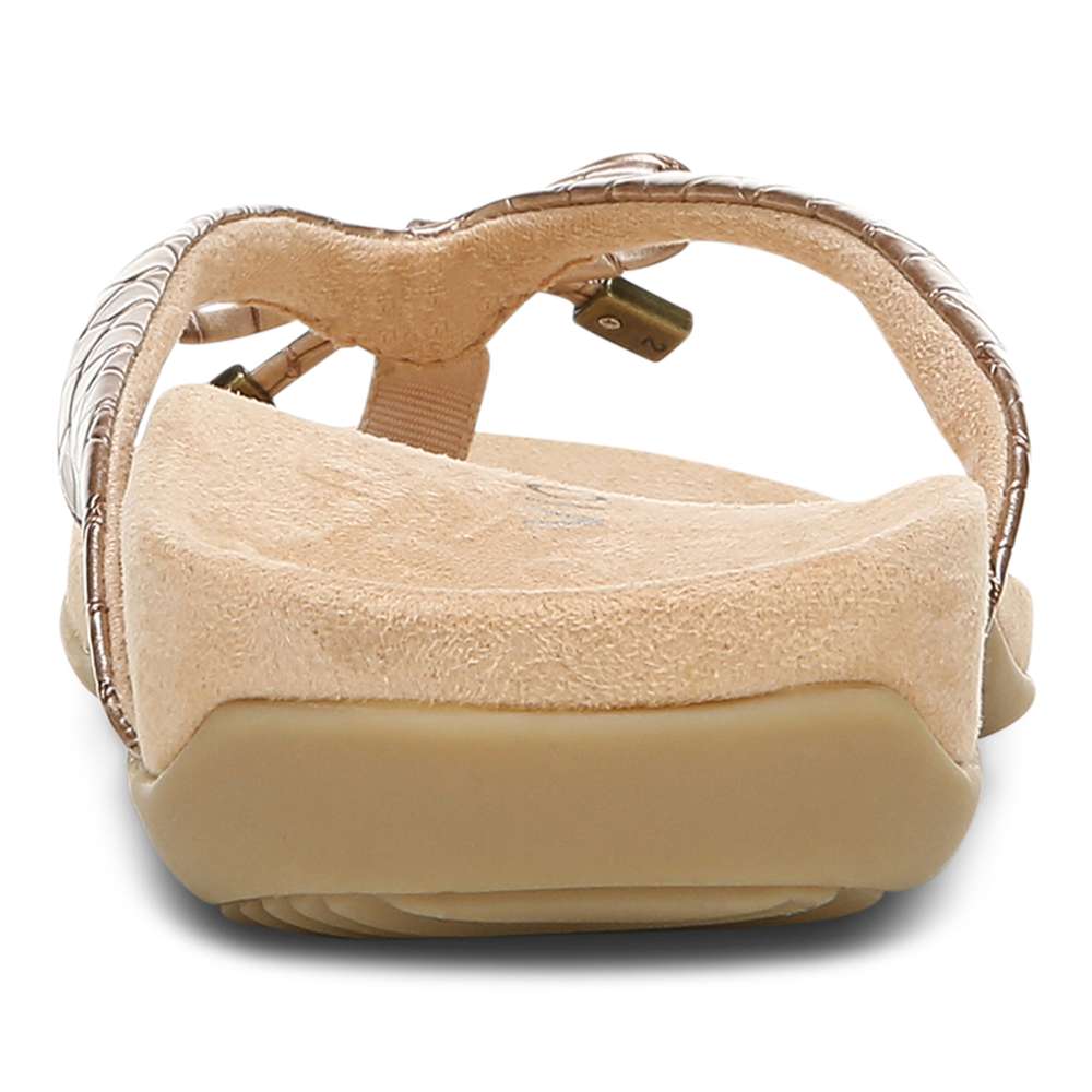 Bella Toe Post Sandal - Rose Gold Metallic Croc - Image 7
