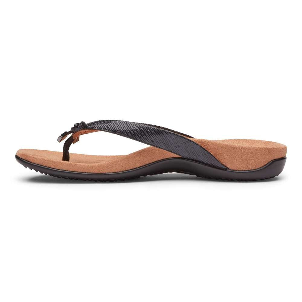 Bella Toe Post Sandal - Black Woven - Image 3