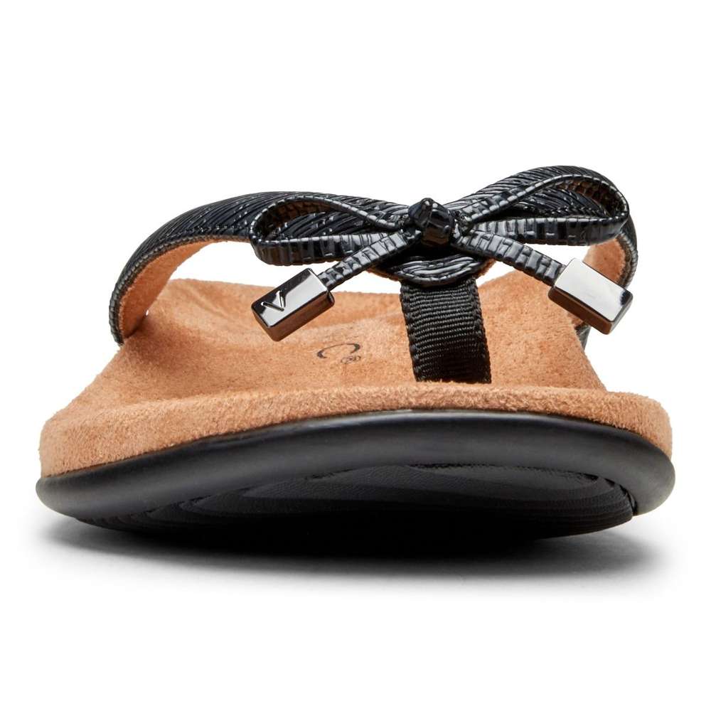 Bella Toe Post Sandal - Black Woven - Image 4