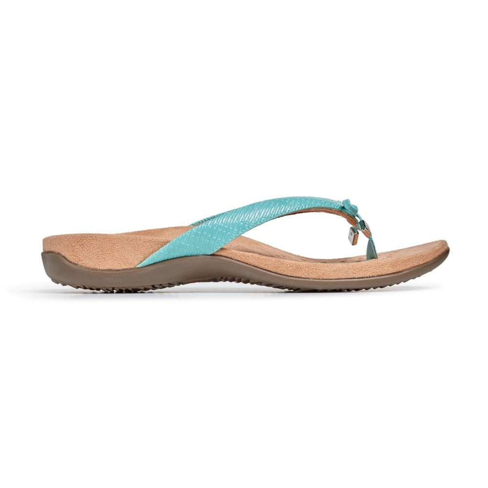 Bella Toe Post Sandal - Teal Woven - Image 2