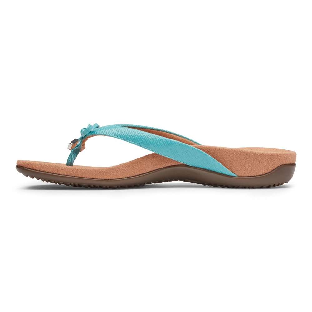 Bella Toe Post Sandal - Teal Woven - Image 3