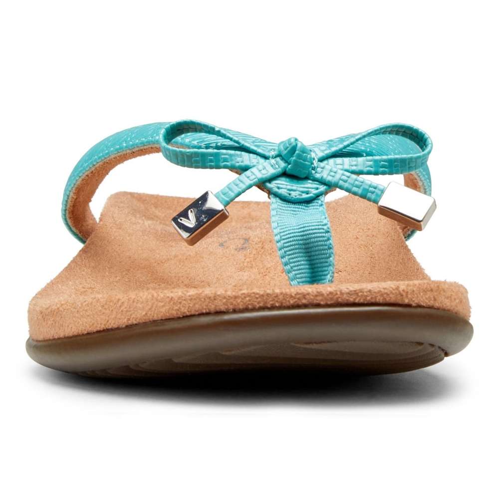 Bella Toe Post Sandal - Teal Woven - Image 4