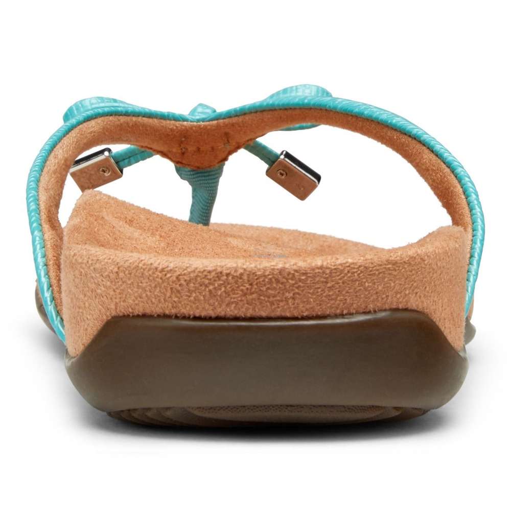 Bella Toe Post Sandal - Teal Woven - Image 5