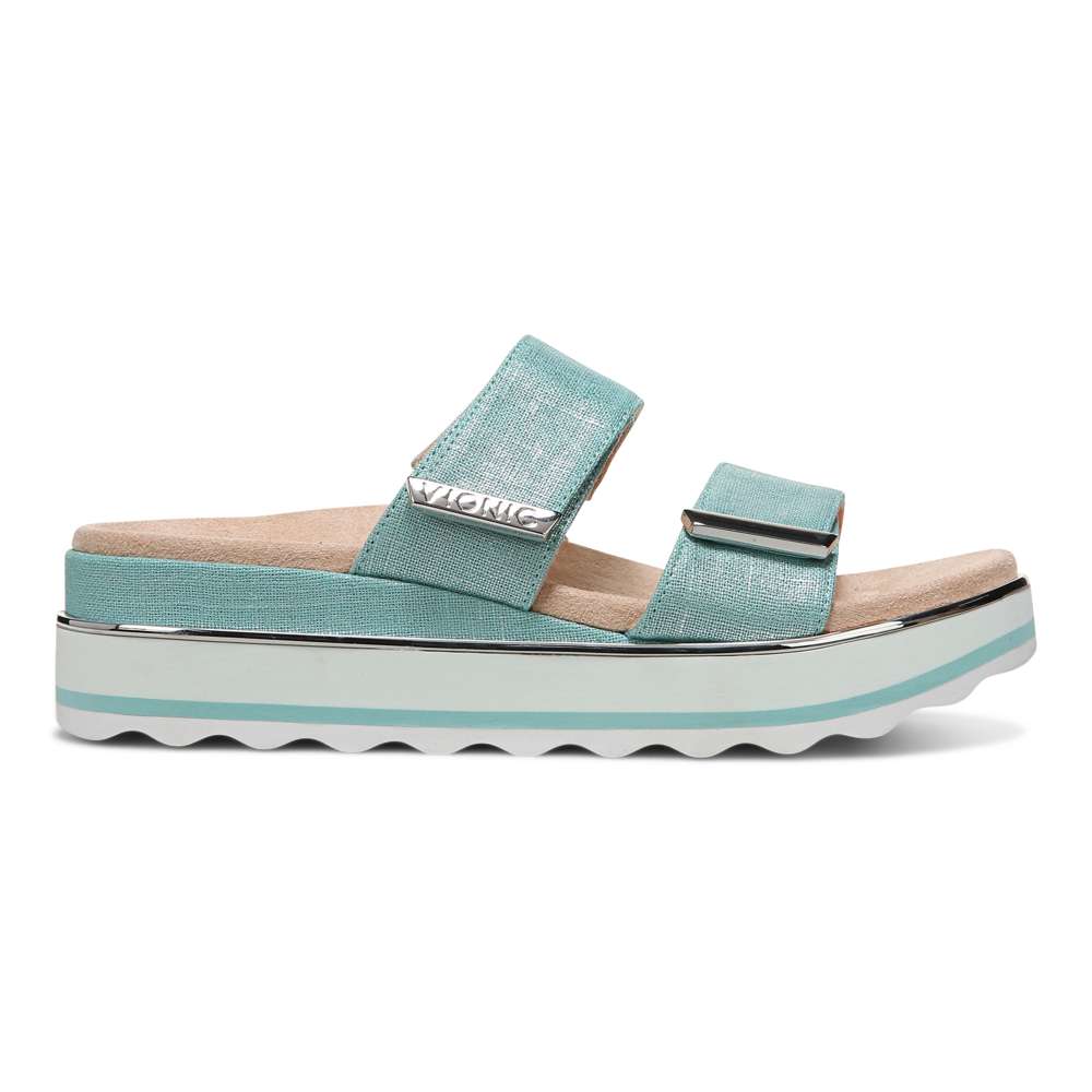 Brandie Flatform Slide - Aqua Metallic - Image 2