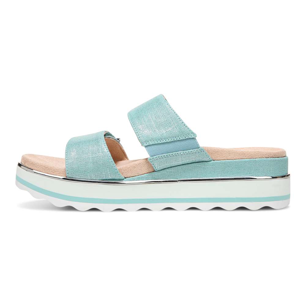 Brandie Flatform Slide - Aqua Metallic - Image 3