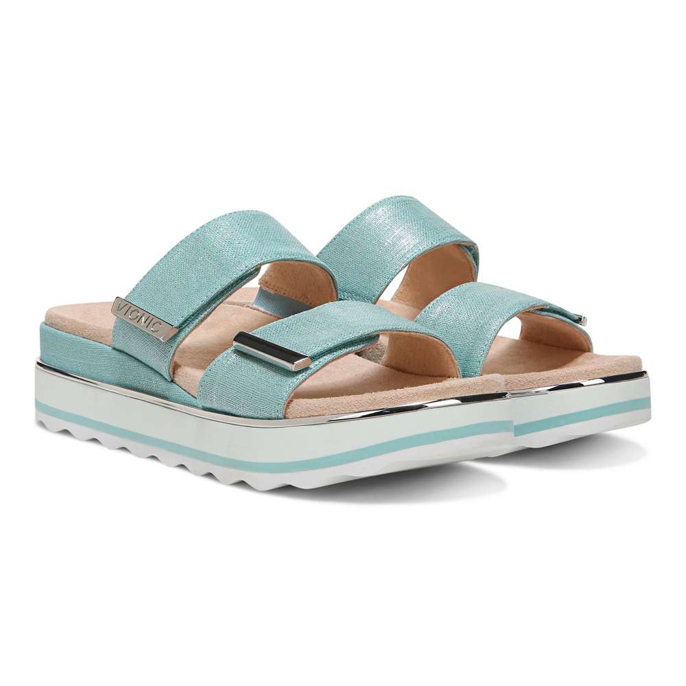 Brandie Flatform Slide - Aqua Metallic - Image 8