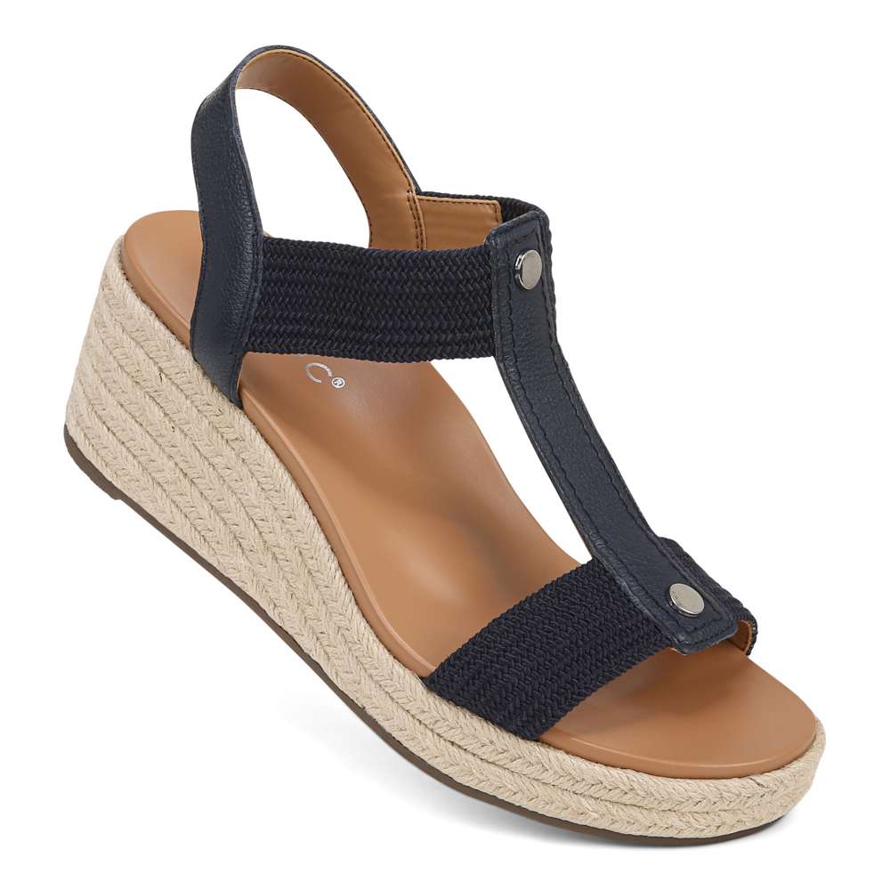 Calera Wedge - Navy Leather - Image 6