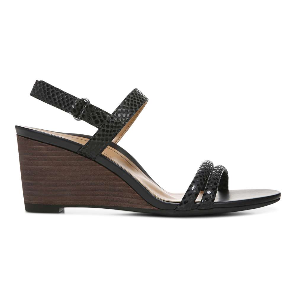 Emmy Wedge Sandal - Black Lizard - Image 2