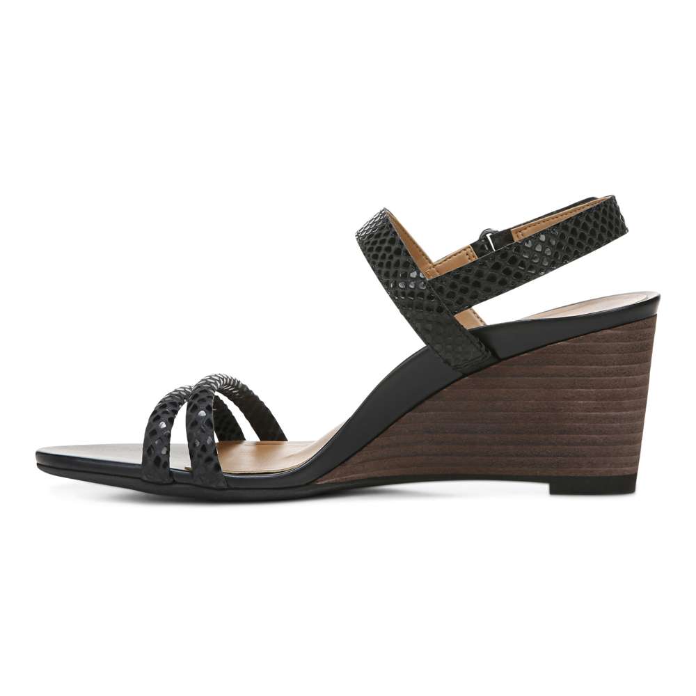 Emmy Wedge Sandal - Black Lizard - Image 3