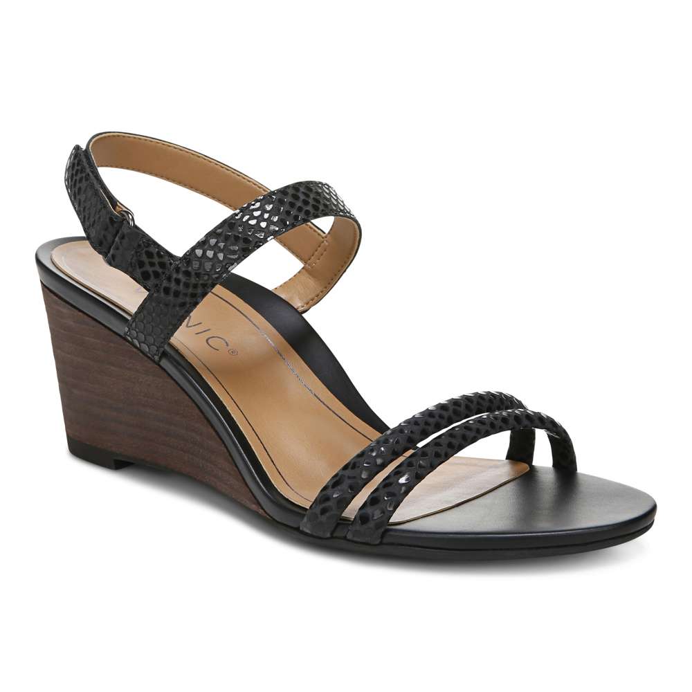 Emmy Wedge Sandal - Black Lizard - Image 12
