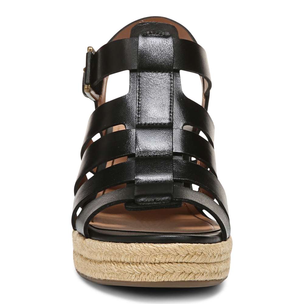 Jaylah Wedge Sandal - Black Leather - Image 5