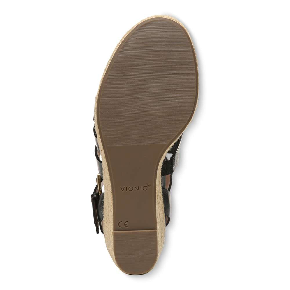 Jaylah Wedge Sandal - Black Leather - Image 7