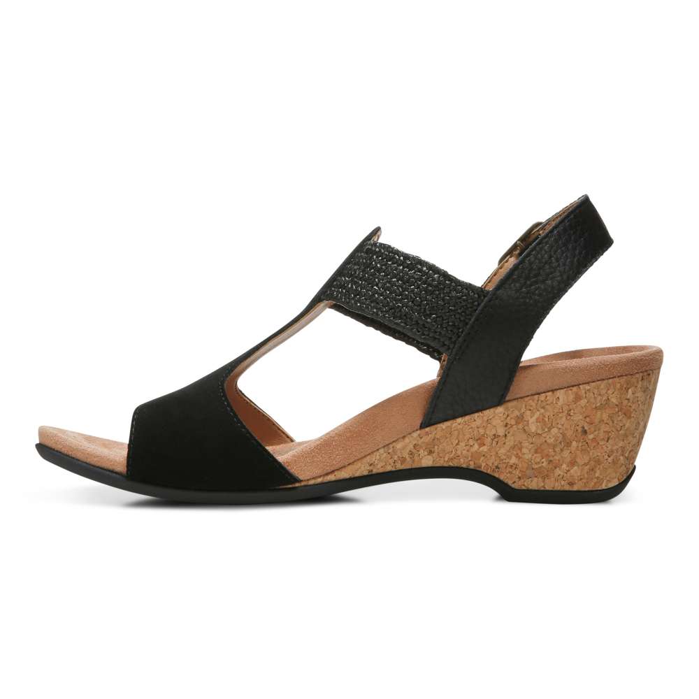 Kaytie Wedge Sandal - Black - Image 3