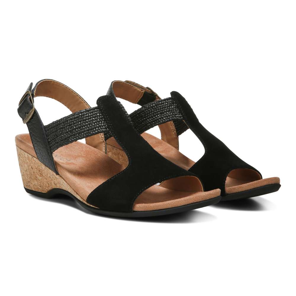 Kaytie Wedge Sandal - Black - Image 6
