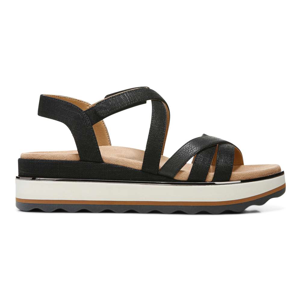 Kellyn Flatform Sandal - Black Linen - Image 2