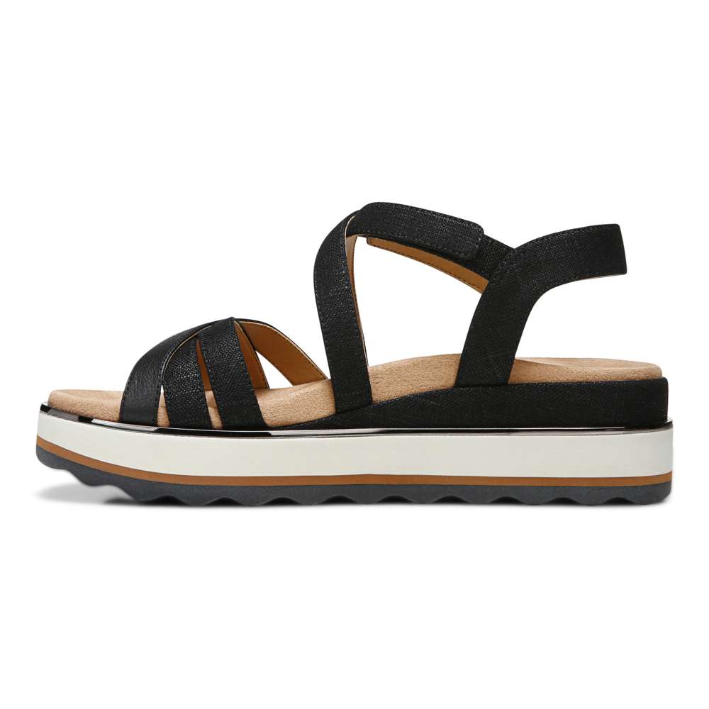 Kellyn Flatform Sandal - Black Linen - Image 3