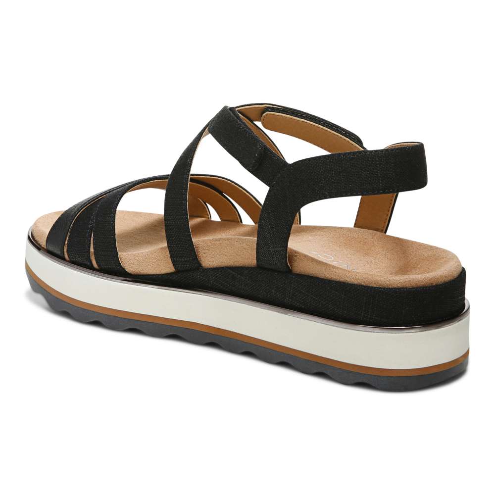 Kellyn Flatform Sandal - Black Linen - Image 6