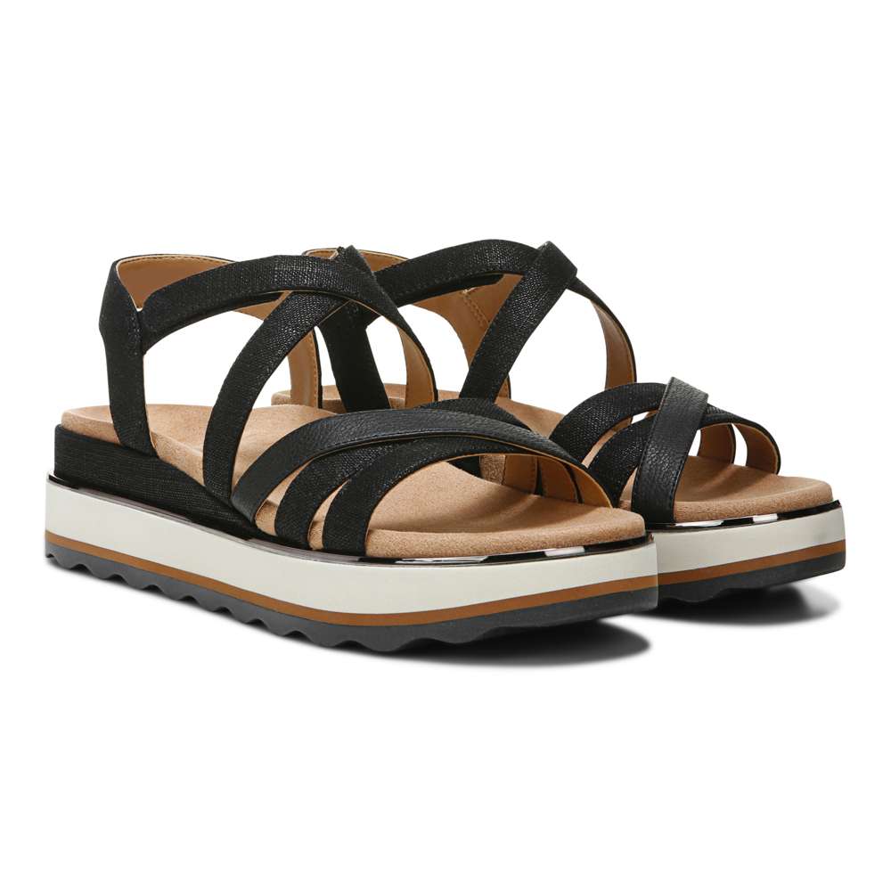 Kellyn Flatform Sandal - Black Linen - Image 7