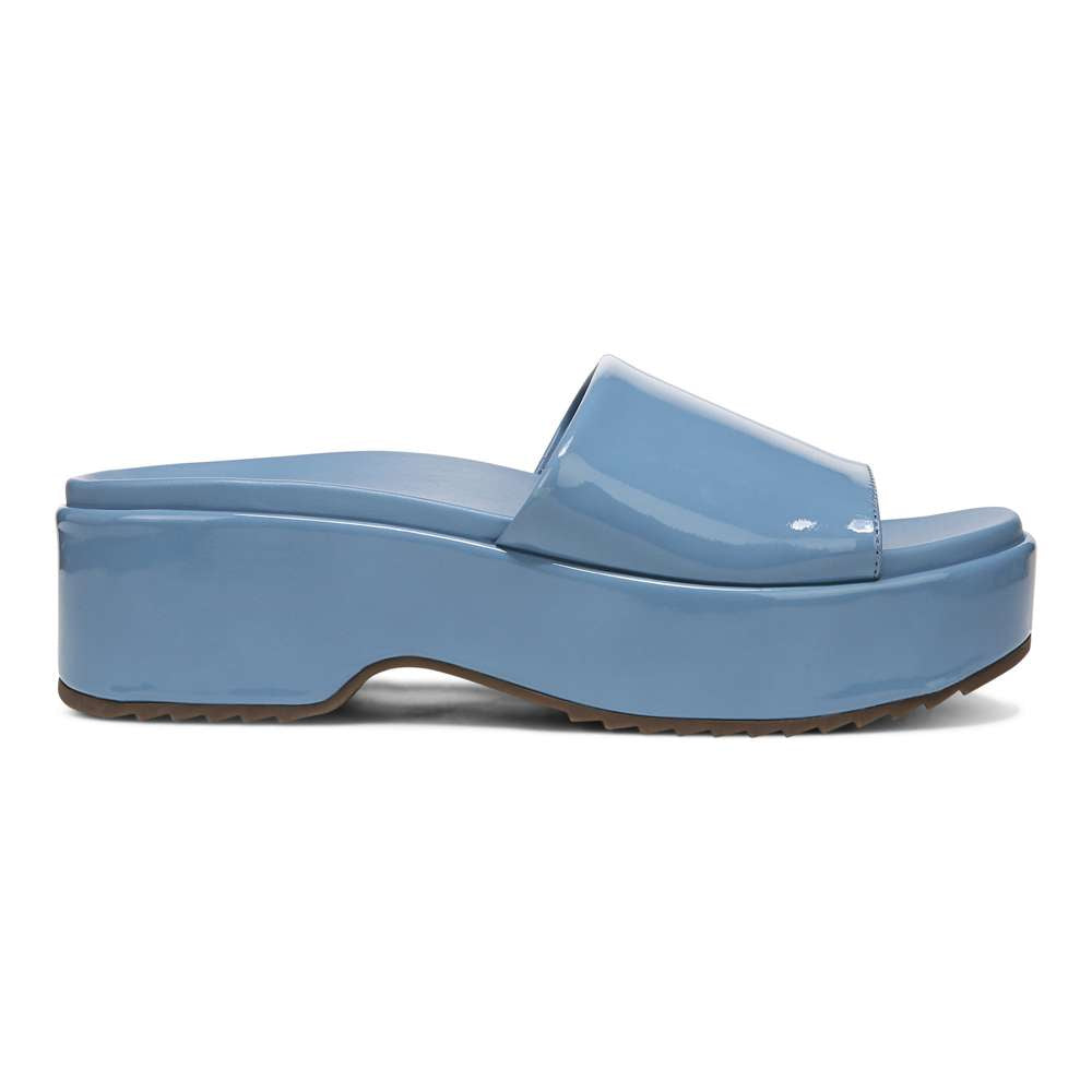 Trista Flatform Slide - Blue Shadow Patent - Image 2