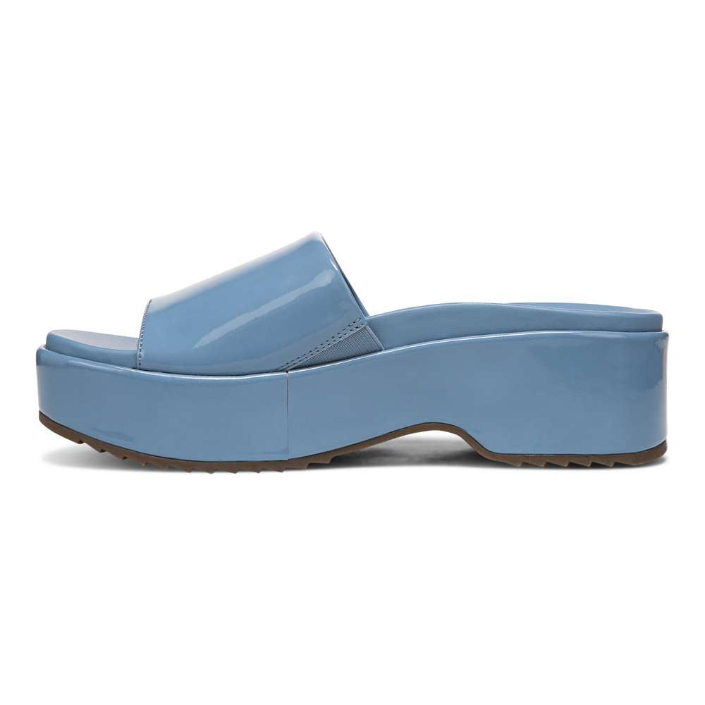 Trista Flatform Slide - Blue Shadow Patent - Image 3