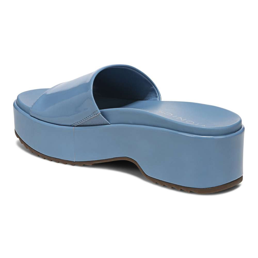 Trista Flatform Slide - Blue Shadow Patent - Image 6