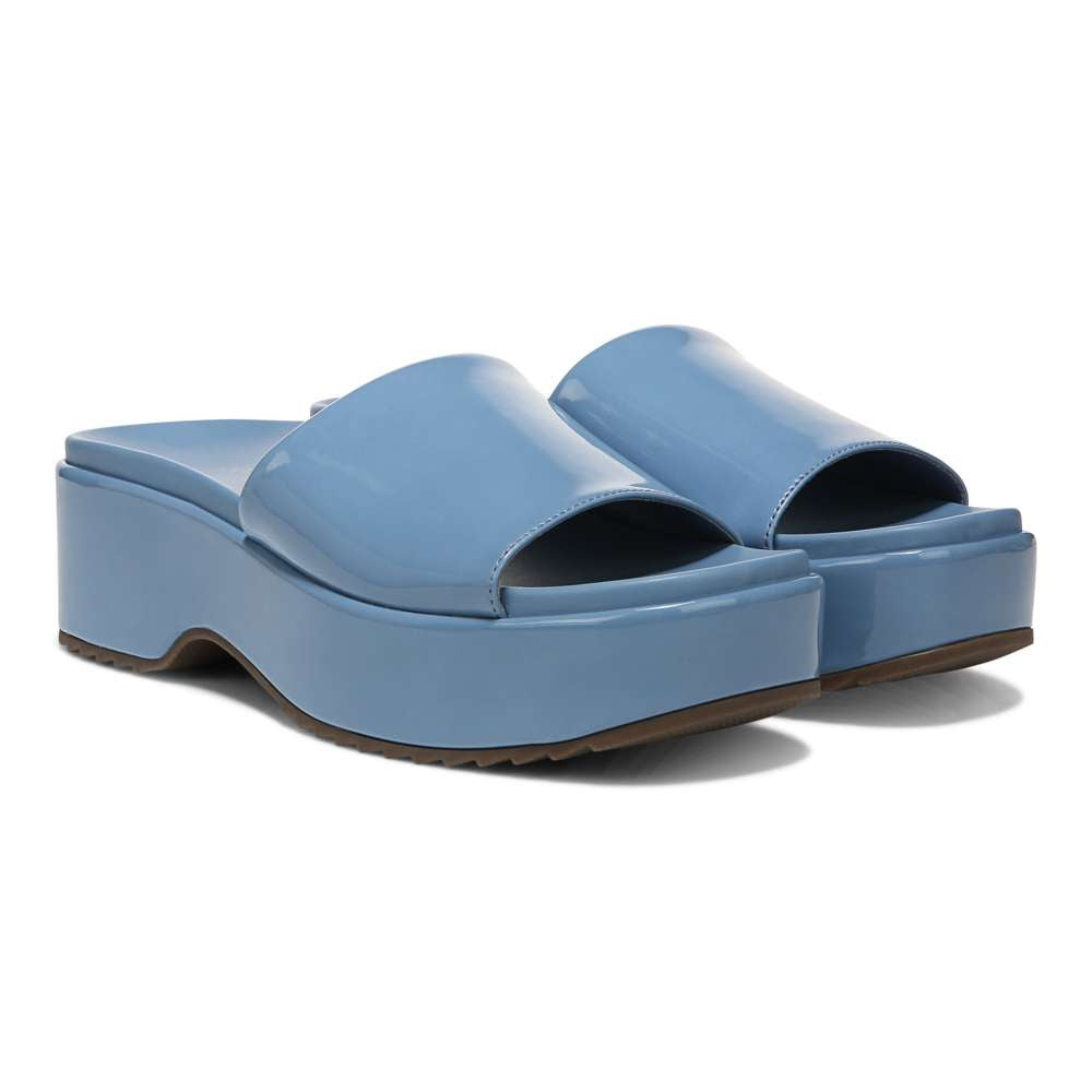 Trista Flatform Slide - Blue Shadow Patent - Image 8